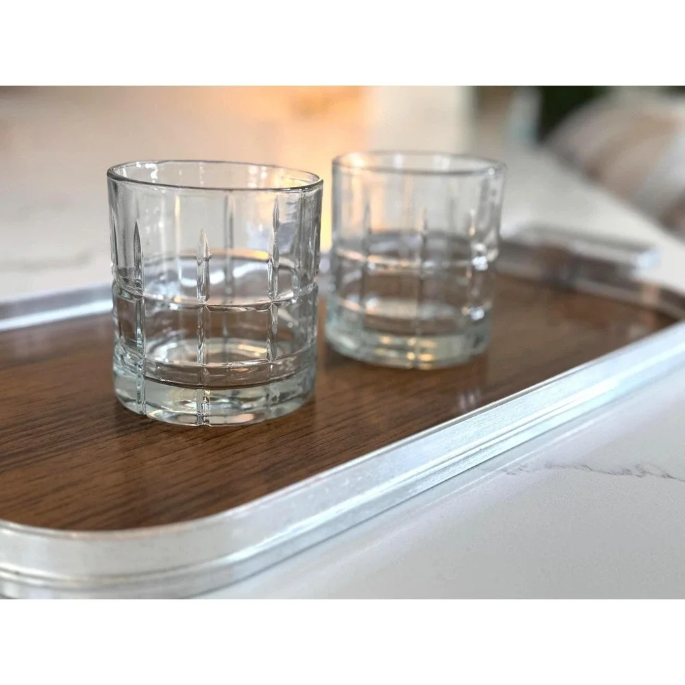 Anchor Hocking Tartan Whiskey Glasses | Mid Century Plaid Barware Set